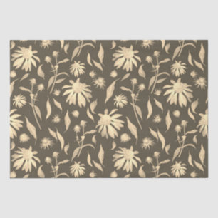 Modern Elegant Coneflowers Brown Beige Tissue Paper