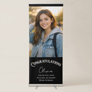 Modern Elegant Congratulations Photo Graduation Retractable Banner