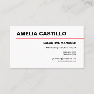 Modern Elegant Contemporary Plain Red White Business Card