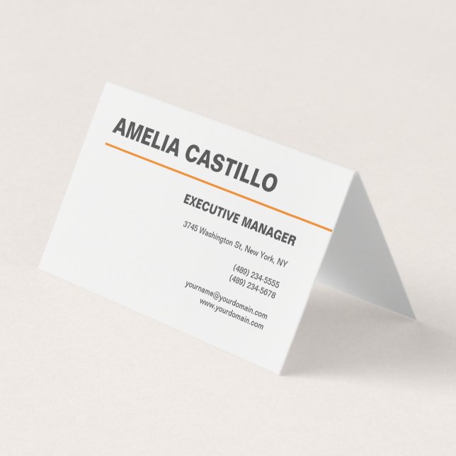 Modern Elegant Contemporary Plain White Business Card (Front)