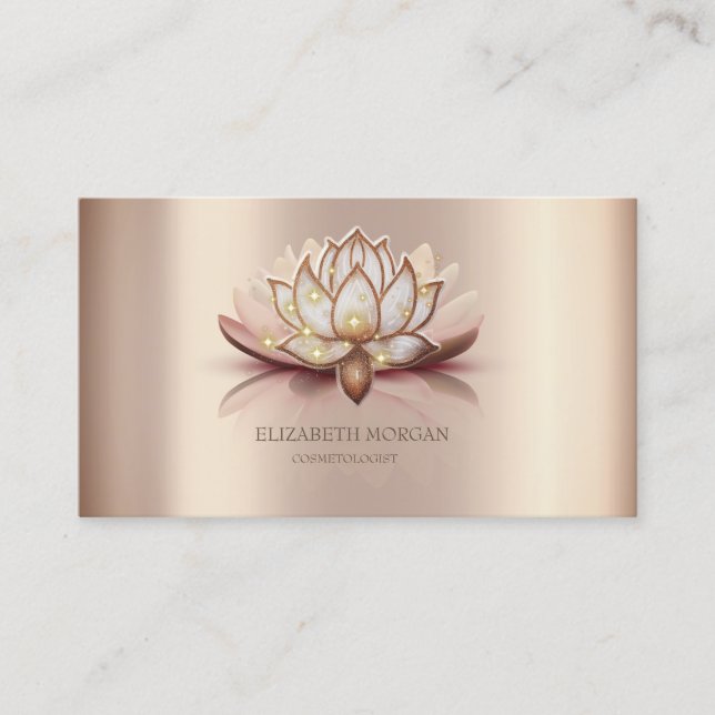 Modern Elegant Cool Brown Lotus  Business Card (Front)