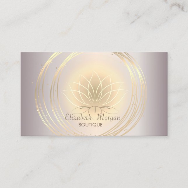 Modern Elegant Cool Rose Gold ,Gold Circles Lotus  Business Card (Front)