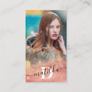 Modern elegant copper gold glitter photography business card