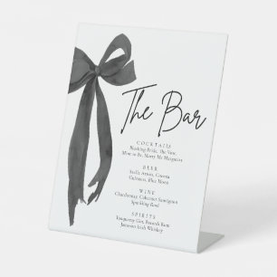 Modern Elegant Coquette Black Bow The Bar Sign
