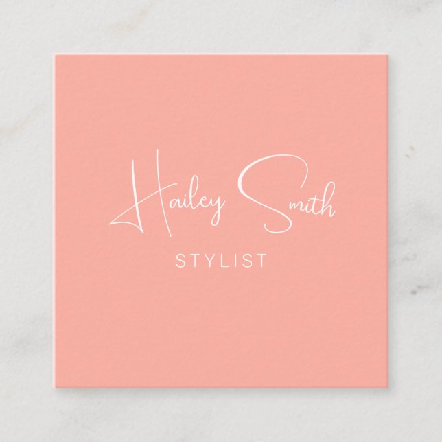 Modern Elegant Coral Professional Business  Square Business Card (Front)