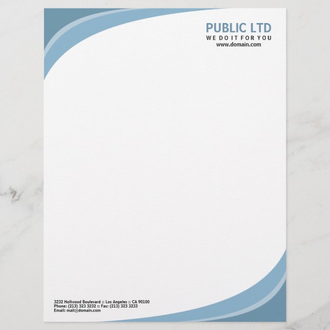 Modern Elegant Corporate Blue Personalized Letterhead (Front)