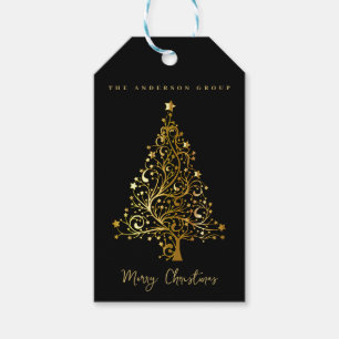 Modern Elegant Corporate Gold Christmas Holiday Gift Tags