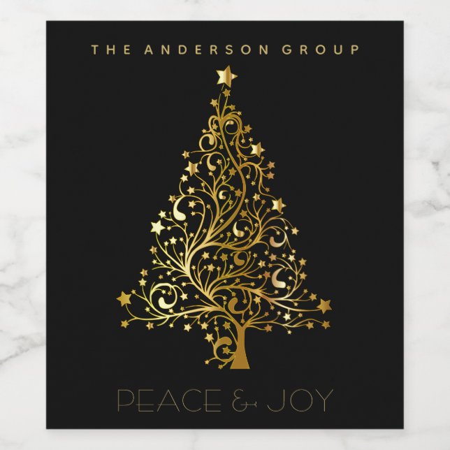Modern Elegant Corporate Gold Peace Joy Holiday  Wine Label (Single Label)
