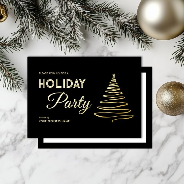 Modern Elegant Corporate Holiday Party Black Gold  (Creator Uploaded)