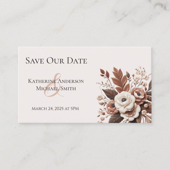 Modern Elegant Country Western- Floral  Business Card (Front)