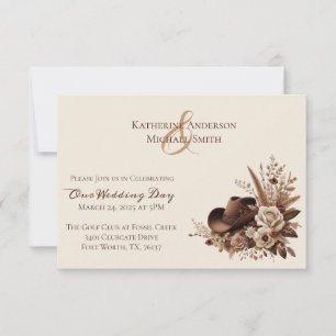 Modern Elegant Country Western- Floral  Invitation