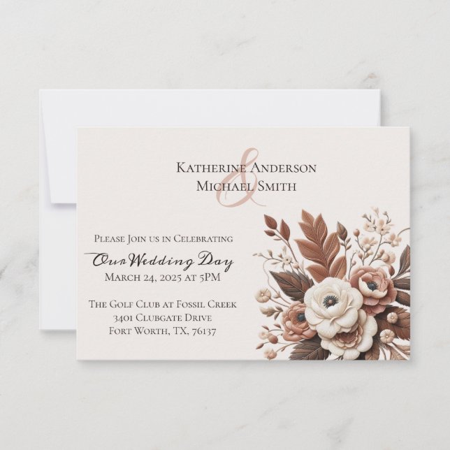 Modern Elegant Country Western- Floral  Invitation (Front)