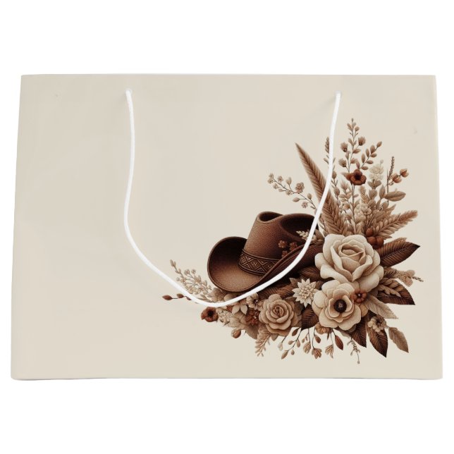 Modern Elegant Country Western- Floral  Large Gift Bag (Front)