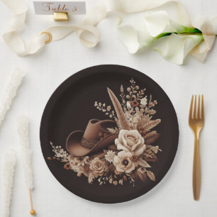 Modern Elegant Country Western- Floral  Paper Plate