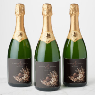 Modern Elegant Country Western- Floral Sparkling Wine Label