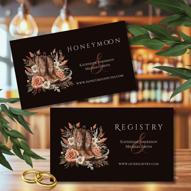 Modern Elegant Country Western- Flowers Business Card (Modern Elegant Country Western- Flowers Registry and Honeymoon  fund)