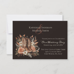Modern Elegant Country Western- Flowers Invitation