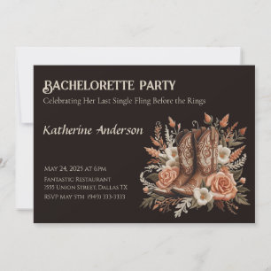 Modern Elegant Country Western- Flowers Invitation