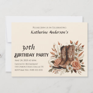 Modern Elegant Country Western- Flowers Invitation
