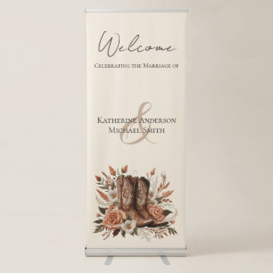 Modern Elegant Country Western- Flowers Retractable Banner