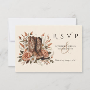 Modern Elegant Country Western- Flowers RSVP Card