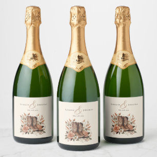 Modern Elegant Country Western- Flowers Sparkling Wine Label