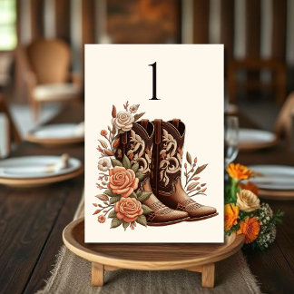 Modern Elegant Country Western- Flowers Table Number