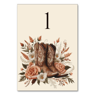 Modern Elegant Country Western- Flowers Table Number