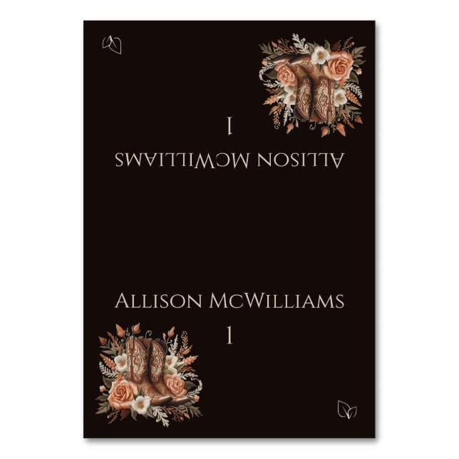 Modern Elegant Country Western- Vegetarian Table Number (Front)