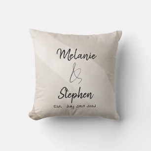 Modern Elegant Couple Names Script Neutral Cushion