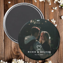 Modern Elegant Couple Photo Custom Date Magnet