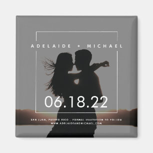 Modern Elegant Couple Photo Save the Date Magnet