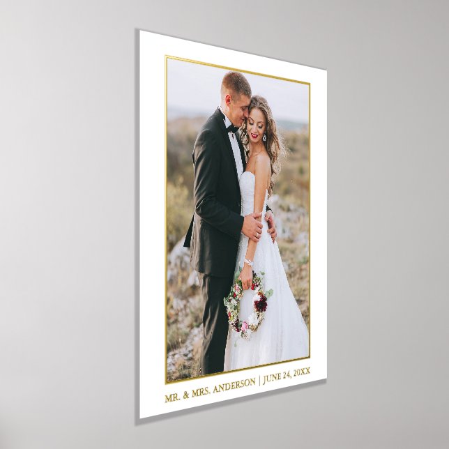 Modern Elegant Couple Wedding Photo Gold Foil Prints (Laydown)