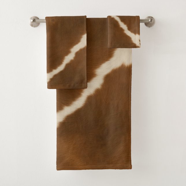 Modern Elegant Cow Faux Leather Collection Bath Towel Set (Insitu)