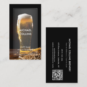 Modern Elegant Craft Brewery Beer Custom QR Business Card