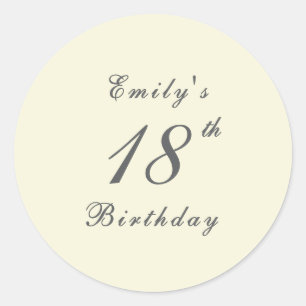 Modern Elegant Cream 18th Birthday Party Classic Round Sticker