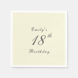 Modern Elegant Cream 18th Birthday Party Paper Napkin