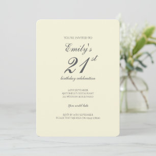 Modern Elegant Cream 21st Birthday Party Invitation