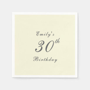 Modern Elegant Cream 30th Birthday Party Paper Napkin