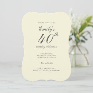 Modern Elegant Cream 40th Birthday Party Invitation