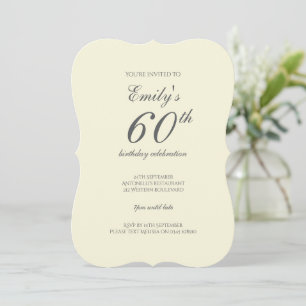 Modern Elegant Cream 60th Birthday Party Invitation