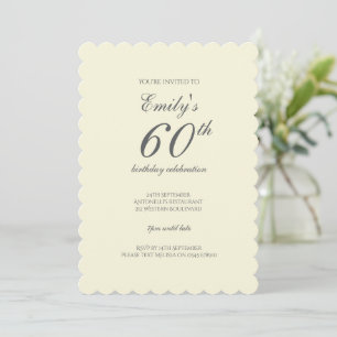 Modern Elegant Cream 60th Birthday Party Invitation