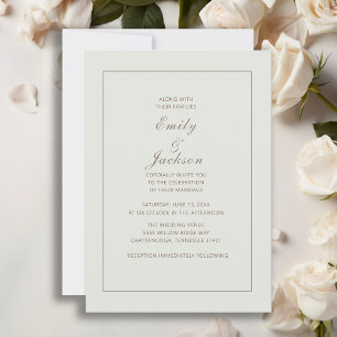 Modern Elegant Cream Brown Wedding Invitation