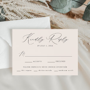 Modern Elegant Cream Meal Choice Wedding RSVP Card