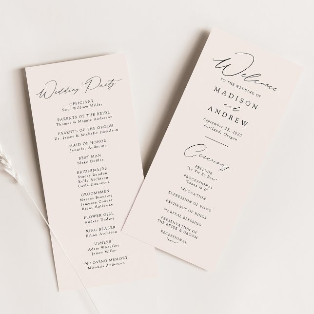 Modern Elegant Cream Wedding Program (Creator Uploaded)
