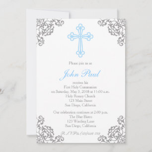 Modern Elegant Cross First Communion Invitation
