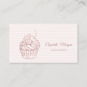 Modern Elegant Cupcake,Sweets,Striped Business Card
