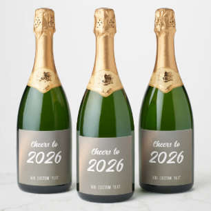 Modern Elegant Custom Brushed Metal New Years Sparkling Wine Label