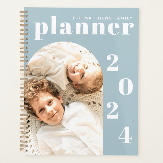 Modern Elegant Custom Family Photo 2023 Calendar Planner (Front)