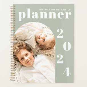 Modern Elegant Custom Family Photo 2024 Calendar Planner